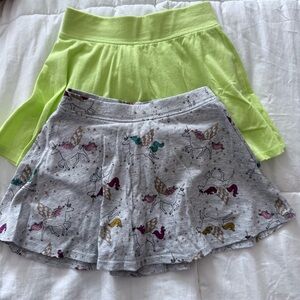Children’s Place Neon Green (5/6) & Jumping Beans Unicorn Skorts (5T) bundle